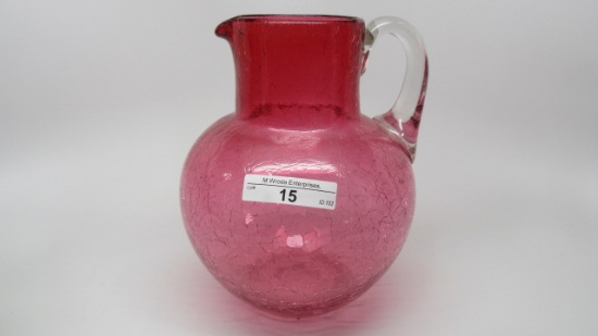 7" crackle cranberry pitcher