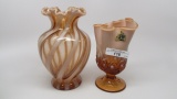 2 Fenton cameo opal vases as shown