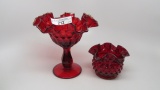 Fenton hobnail compote and 3 