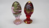 2 Decorated Fenton Eggs as shown