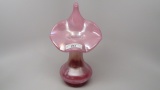 Fenton irid pink Heart & Vine vase. Looks like a sample item
