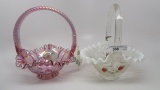 2 Fenton decorated baskets as shown