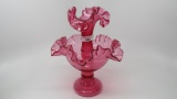 Fenton cranberry single lily epergne as shown