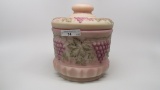 Fenton deocrated grape and cable tobacco jar. GS exculsive
