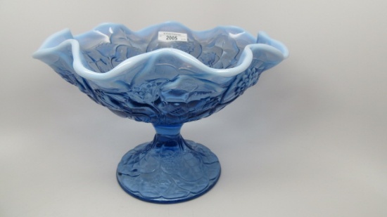 Fenton Blue Opal 12" Waterlily footed Bowl