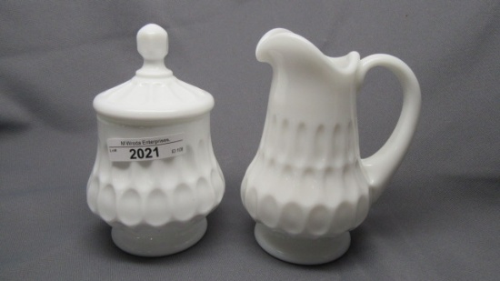 Fenton Thumbprint Creamer and Sugar