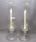 Imperial Candlewick Crystal Pair Candleholders #152 Crimped Shades