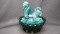 Imperial Jade Slag Rooster Box and Cover
