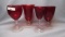 4 Imperial Candlewick Ruby Stems 3-Goblets , 1 Wine 3400 & 3800