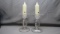 Imperial Candlewick Crystal Pair Tri Stemmed Candleholders 224