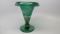 Fenton HP Green Trumpet Vase  #30/30