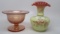 Fenton HP Burmese Vase and Rose Stretch MInt Dish