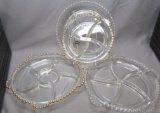 Imperial Candlewick Crystal 3 Relish Dishes