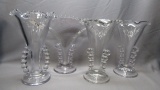 Imperial Candlewick Crystal 4- Vases As Shown