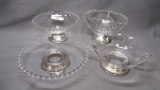 Imperial Candlewick Crystal 4 pcs silver base as shown