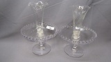 Imperial Candlewick Crystal 2 Beaded Candleholders 66F with Epergnes