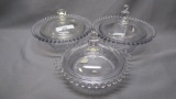 Imperial Candlewick Crystal 3 Candy Dishes -#59 & 144  one with dimpled lid