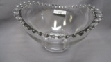 Imperial Candlewick Crystal 3 Toed Oval Bowl w/ graduated beads