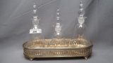 Imperial Candlewick Crystal 3 Cruets and Metal Holder