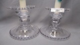 Imperial Candlewick Crystal Candleholder and Adapter pair