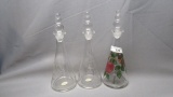 Imperial Candlewick Crystal 3 Cruets - oil, Vinegr and Western Apple