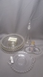 Imperial Candlewick 7 misc Plates Cruet Salt Shaker with Tray.