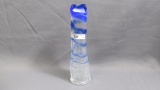 Fenton Butterfly and Berries Swung Vase with Blue Spiral and Edge