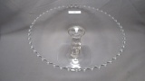 Imperial Candlewick Crystal 3 Beaded Stem Cake Plate  11