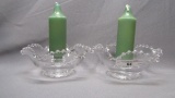 Imperial Candlewick Crystal 40C Crimped Candleholder Pair