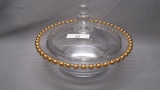 Imperial Candlewick Crystal COvered Candy With GOld Beads w/ Dividers #65