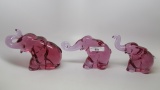3 Heisey lavender ice Elephants