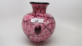 Fenton DLF HAnging Hearts Bubble Optic Vase D. Fetty '02