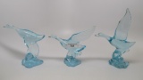 3 Heisey Shiny Blue Ducks