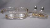 Imperial Candlewick Crystal Cream /Sugar/Salt and Pepper with trays