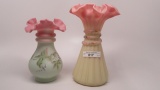 Fenton HP Burmese Wheat Vase / HP Lotus Mist Vase