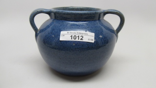 Studio art pottery 3 handled blue vase