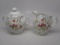 Early Years RSP flroal cream sugar set w/ embossed strappy leaves