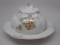Early Years RSP hand painted butterdish w/ leaf finial
