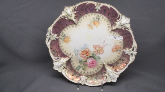 RS Prussia 11" floral cake plate w/ roses decor
