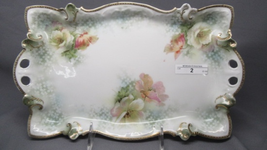 RS Prussia 11 x 7" floral dresser tray w/ wild roses