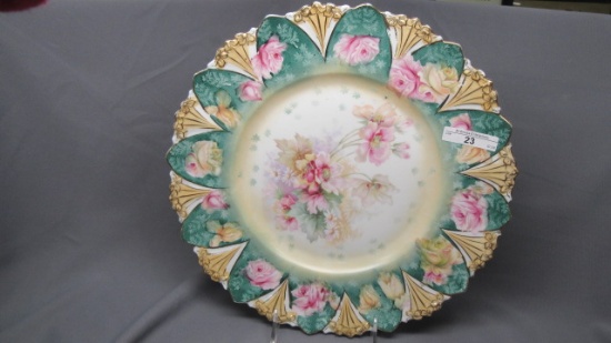 UM RSPrussia11" plate w/ mixed florals, Sawtooth mold