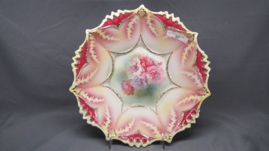 RS Prussia 11" floral bowl w/ poppy decor