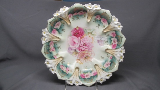 RS Prussia 10.5" floral bowl w/ Poppy decor Violet mold