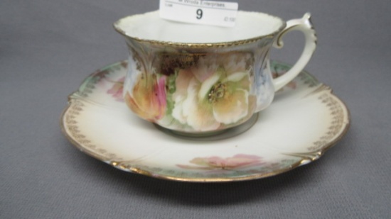 RS Prussia floral cup and saucer