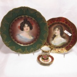2 Royal Vienna portrait plates w small c/s set