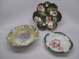 3 RS Prussia floral bowls. 5 to 7