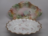 2 german floral oval bowls 11-12