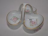 RS Germany 3 handled tidbit tray, HP florals