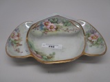 RS Germany floral handled tray w/ HP dogwood flora