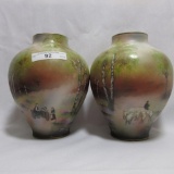 2 RS Poland scenic vases, Man in cart & Sheepherder